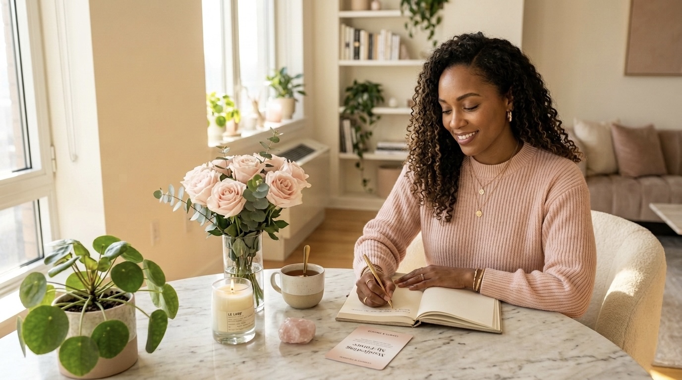 Soft editorial portrait for She Manifested